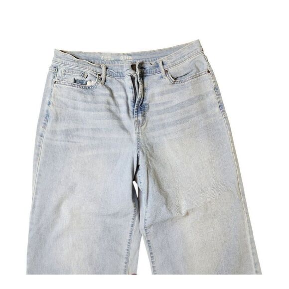 Ana High Rise Wide Leg Cropped Light Wash Denim Jeans Womens 16 Blue Raw Hem - Picture 2 of 5